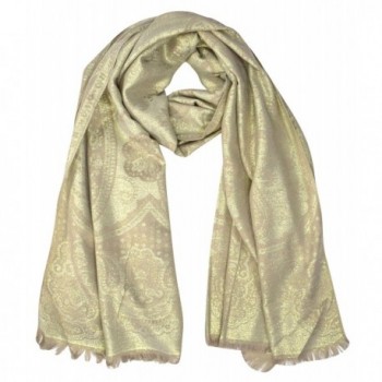 Peach Couture Women's Ravishing Reversible Metallic Paisley Shawl Wrap Pashmina - Paisley Camel - CR186RM37ND