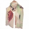 CALYFER Lightweight Scarves Vibrant Painting Artistic Print Shawl Wrap For Women - Light Yellow Floral - CO186LE5S92