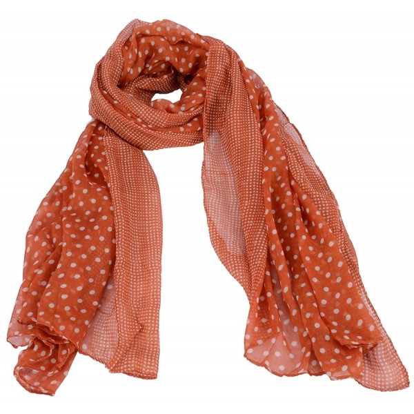 Simplicity Elegant Voile Scarf with Large & Small Polka Dot Detail- Wrap/ Shawl - Orange - CC11HUED7FV