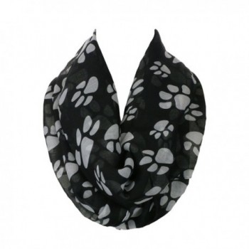 Women's Thin and Light Paw Print Infinity Scarf - Black/White - C1125JUQXR1