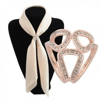 Aibearty Three Rings Rhinestone Scarves Clip Ring Silk Scarves Buckle Accessory - CV12E0SX3VH