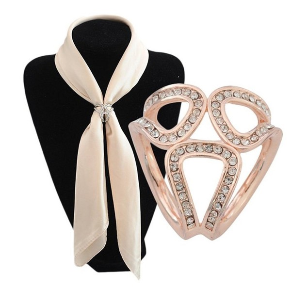 Aibearty Three Rings Rhinestone Scarves Clip Ring Silk Scarves Buckle Accessory - CV12E0SX3VH