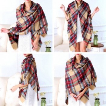 Women's Oversized Square Plaid Scarf Tartan Blanket Wrap Shawl - 14 ...