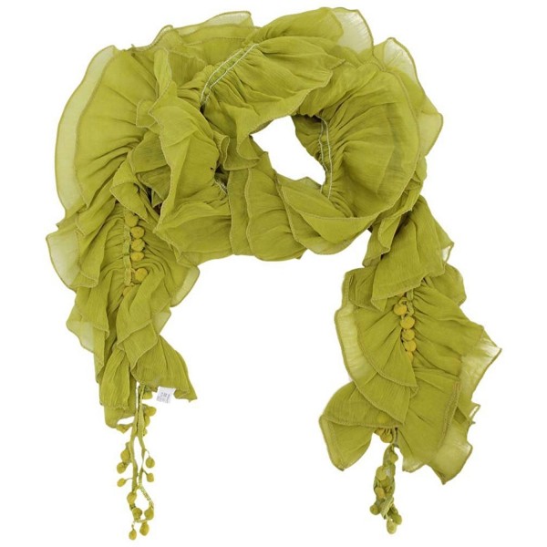 Frilly Layered Ruffle Summer Scarf - Green - CT119PHXOGN