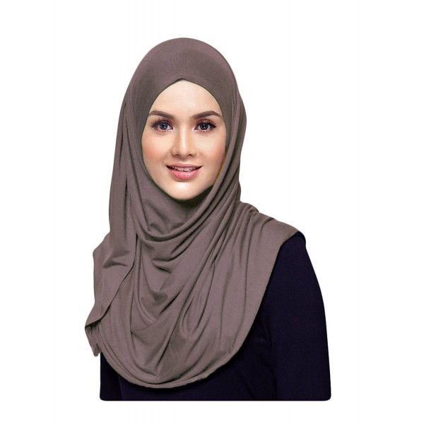 Hana's Womens Plain Instant Cotton Jersey Lightweight Hijab Scarf - Khakhi - C81874EQ2CH