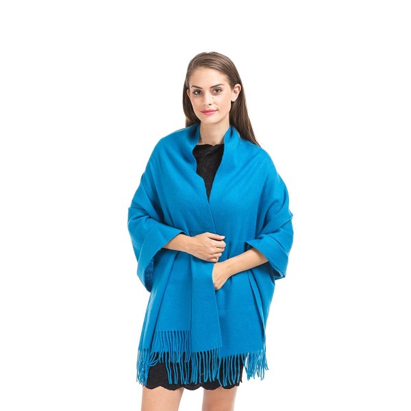 Gift Box Saferin Ladies Cashmere Scarf Wool Winter Warm Shawl Wrap Stole for Women - Teal-medium Thick 300g - CT185RQ6W3U