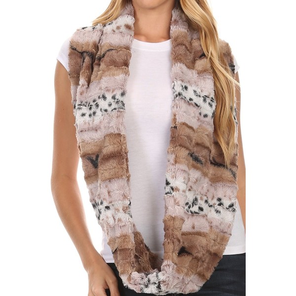 Sakkas Manula Long Wide Infinity Wrap Around Fuzzy Fur Fall Winter Classic Scarf - Cream - CC12HHVJIMH