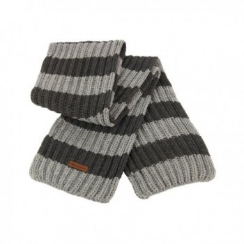 Result Unisex Winter Chunky Knit Stripe Windproof Scarf - Grey/Charcoal - C511HCNCV1B