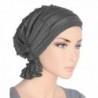 Turban Plus The Abbey Cap in Ruffle Fabric Chemo Caps Cancer Hats for Women - 03- Ruffle Charcoal Gray - C411CYVM5J9