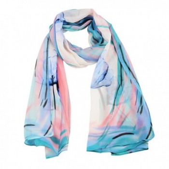 YJH Silk Scarf for Women Chiffon Scarf Lightweight Fashion Sheer Scarf Shawl Wrap - Blue - CW182YNTK5N