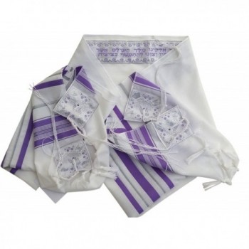 Tallit Prayer Shawl for Women/Girls purple & silver strips - kosher tallit - CA180Y3LC8N