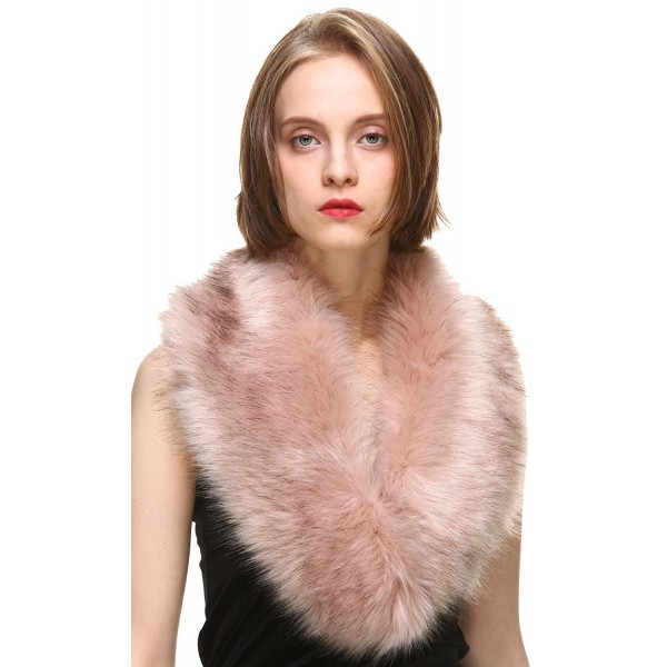 Vogueearth Women'Faux Fur Neck Scarf For Winter Coat Collar - Pink - CF1883XN6O0