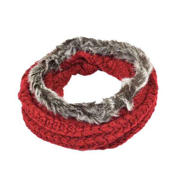 Solid Color Warm Knit Fur Trim Infinity Circle Scarf Hood Hoodie Hat ...