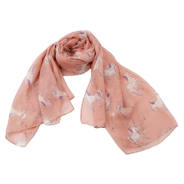 CH Girls Womens Lightweight Scarf Shawl Wrap with Unicorn Horse Print (Pink) - C91888K4X3H