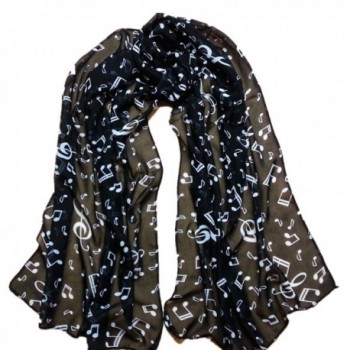 DZT1968 Autumn Winter Women Girl Music Notes Design Long Chiffon Shawl Scarf Pashmina (Black) - C912598QIRD