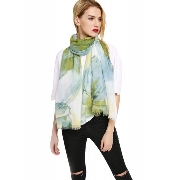 GERINLY Wrap Scarf Summer Womens Fashion Flowers Shawls For Travel - Green - CI18C3UNH88