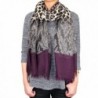 72" Leopard Lace Print Scarf with Solid Ends - Purple - CE120M10ESL