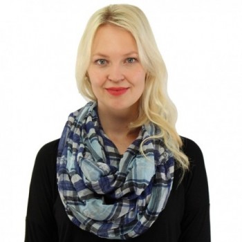 Soft Scottish Plaid Snowflake Long Loop Wide Infinity Holiday Scarf - Lt. Blue - CL186YSND3R