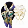 Shensee White Simple Tricyclic Camellias Pearl Scarf Buckle Brooch Holder Jewelry - C212FRUMVA5