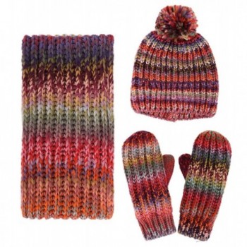 Women's Winter 3PC Cable Knit Beanie Hat Gloves&Scarf Set - Space Dye - CK186HEIN33