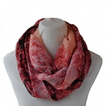 Infinity Loop Scarf Fashionable Soft Lightweight Multi Colors and Patterns For Women - Peach- Red and Pink - CO12EJL8CF7