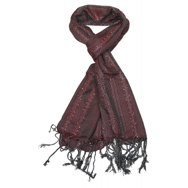 Womens Scarf Red and Grey - Glittering stylish party winter scarfs for ladies - C212NFII356