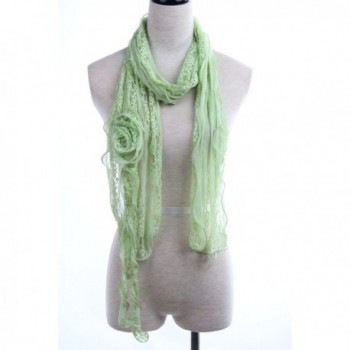 YYSTAR Women's Sweet Small Lightweight Lace Trim Knitted Neck Scarf - Light Green - CF11W4CGT9P
