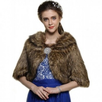 Aukmla Women's Wedding Fur Wraps and Shawls- Faux Fur Stole and Scarf for Women - CN1218YVNHH