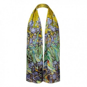 Swhiteme Luxurious 100 Charmeuse Scarf - "- Vincent Van Gogh's ""Irises""" - C711Q3SE3KD