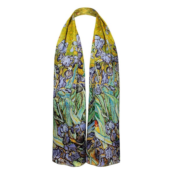 Swhiteme Luxurious 100 Charmeuse Scarf - "- Vincent Van Gogh's ""Irises""" - C711Q3SE3KD