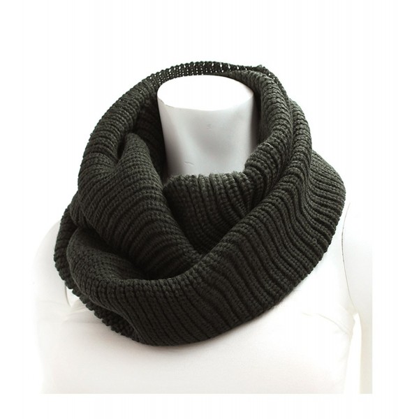 Trendy Solid Ribbed Neck Warmer Infinity Scarf - Khaki - CM113CB0XJ9