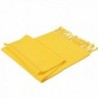 ReachMe Unisex Classic Cashmere Plain Winter Scarf Luxurious Fringe Long Scarf - Bright Yellow - CU12L0Y9CUZ