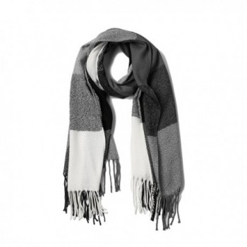 Women's Winter Scarf Tassel Plaid Scarf Warm Soft Large Blanket Wrap Shawl Scarves - A-black - CH1888OILH3