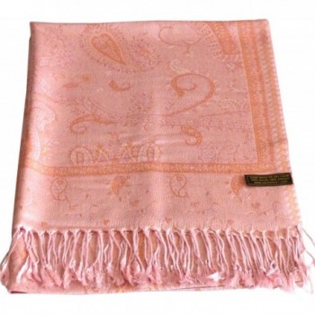 Kyelong Design 2 Ply Reversible Pashmina Shawl Scarf Wrap Stole CJ Apparel NEW - Coral Pink - CQ117YHJI7P