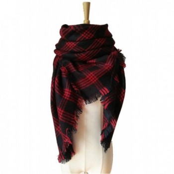 Plaid Tartan Blanket Scarf Big Square Long Winter Large Blanket Wrap Scarves Shawl - Red Black14 - C7186WZ4WMC