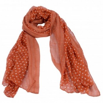 AshopZ Women's Summer Soft Lightweight Voile Polka Dot Scarf - Orange - CP12BCT02I9