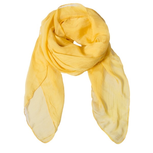 Solid Color Silk Scarf Can Be Used as Cape- Scarf and Wrap - Yellow - CR1803H552M