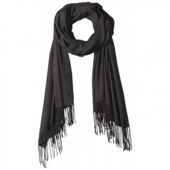 PURE STYLE Girlfriends Women's Super Soft- Elegant- Fringed Scarf Pashmina Shawl Vers - Black - CC12N6EH7Y6