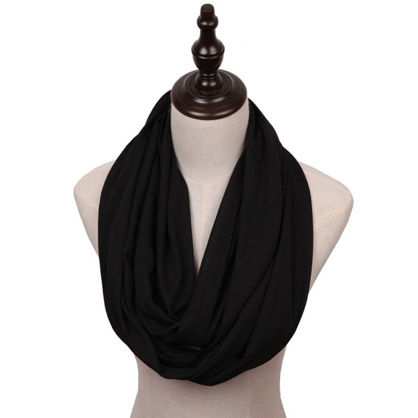 MissShorthair Lightweight Plain Infinity Scarfs for Women - Black 1 - CM1803SCGRQ