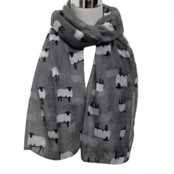 Women Fashion Cute Sheep Print Scarf Long Soft Scarf Wrap Shawl Stole Scarves - Gray - CB129SSUX0X