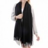 Vigeiya Solid Color Tassel Large Soft Shawl Cashmere Blend Blanket Infinity Scarf For Women - Black - CB1866USL29