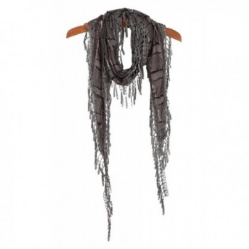 YYSTAR Women's Long Slim Tassel Cotton Neck Scarf Soft Knit Wrap Grey - CC11NSXHOEX