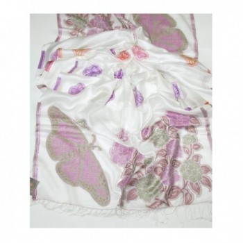Lovarzi Women's Butterfly Pashmina Scarf - Ladies scarfs - Winter Scarves - White - CB11H0H2P7J