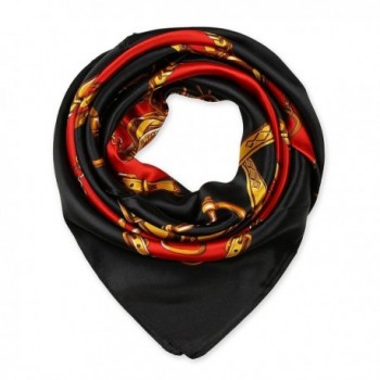 Women's Silk Scarf Belt Pattern Large Square Satin Headscarf Headdress 35" - 7 - CC187OSA0AS
