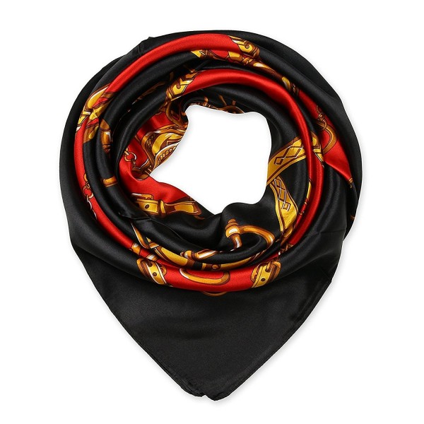Women's Silk Scarf Belt Pattern Large Square Satin Headscarf Headdress 35" - 7 - CC187OSA0AS