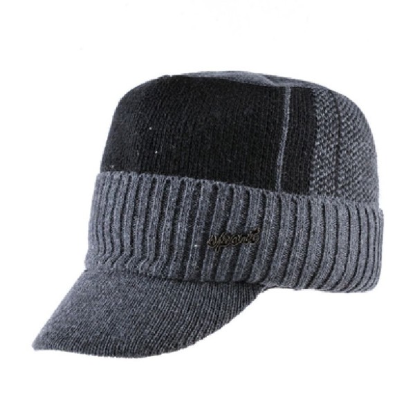 Winter Military Hats Bone Baseball Knitted Wool Caps Warm Gorros Scarf Set - Gray - CI1878I07LW