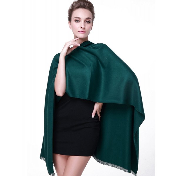 Camii Mia Women's Solid Soft Shawl Wrap - Black Green - C212D7VJUKV