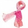 Patterned Crinkle Stretch Scarf - Pink/Orange - CG11MQO1H1V