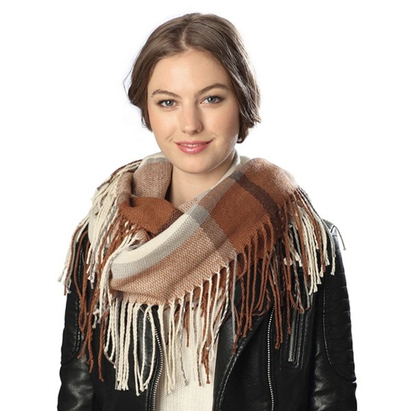 Women's Winter Plaid Multi Pattern Infinity Scarf with Brooch. - 6020 ...