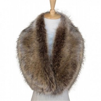 Womens Faux Fur Collar Scarf Warm Shawl Cherioll Fur Wedding Bride Shawl - Brown - CA11PDH8OGJ